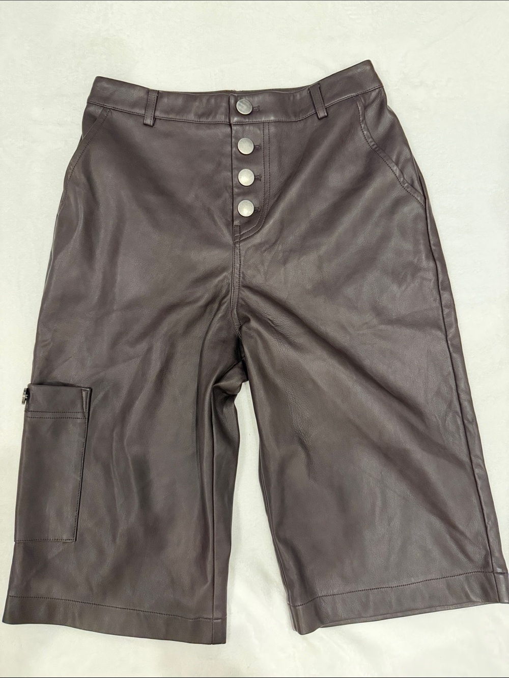 Avec Les Filles Brown Faux Leather Shorts